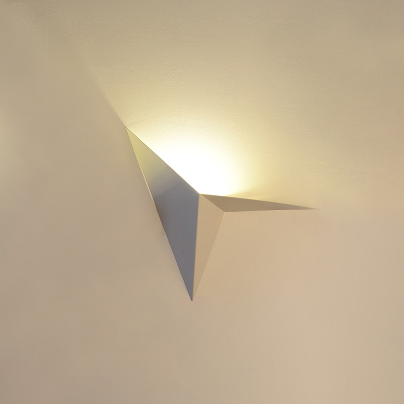 Modern Simplistic White Creative Triangle Metal Shade LED Uplight 1-Light Wall Light window image
