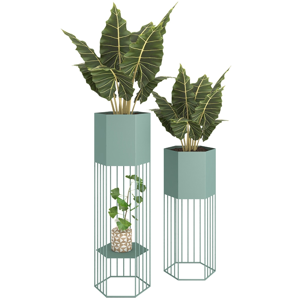 Metal Plant Stand Green Plant Pot Stand for Indoor in Small window image