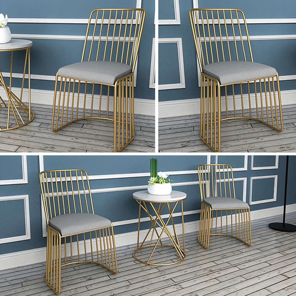 Modern Gold Dining Chair Grey Upholstered Dining Chair Velvet Dining Chair Set of 2 window image