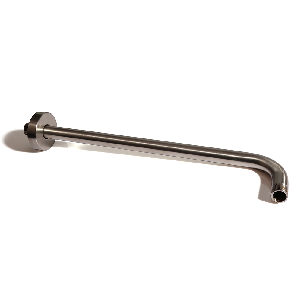 16" Brushed Nickel Stainless Steel Round Shower Arm Wall Mount Bath Fixture window image