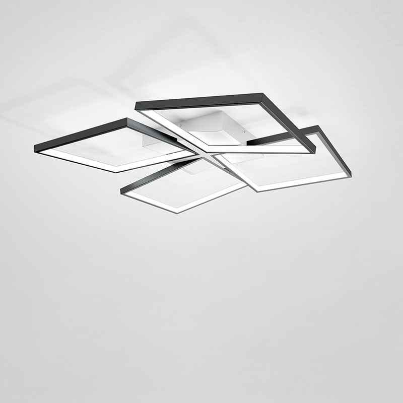 Modern Square LED Flush Mount Ceiling Light in Black & White window image