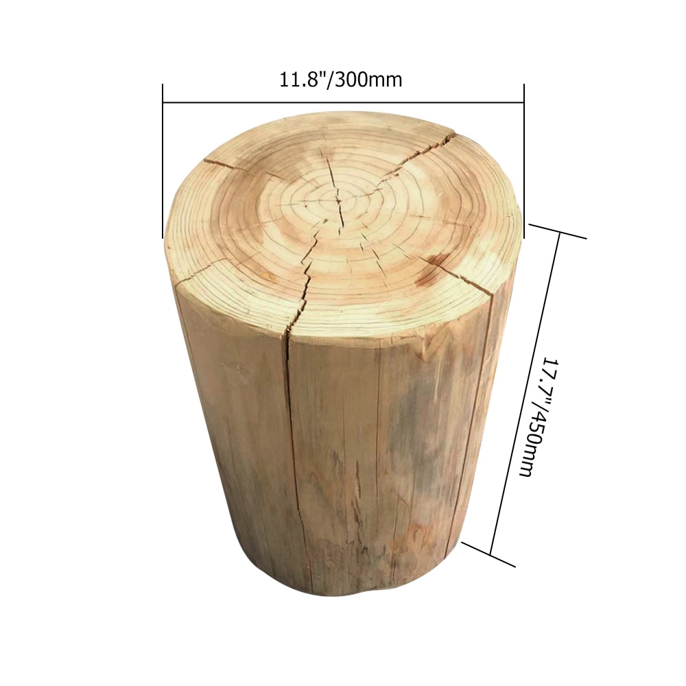 Farmhouse Wood Side Table Round End Table Pine Wood in Natural window image