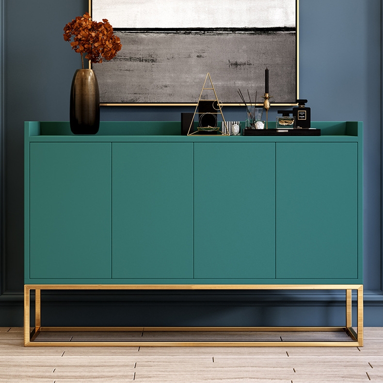Modern 48" Green Buffet Sideboard Kitchen Sideboard Cabinet with 4 Doors in Gold window image