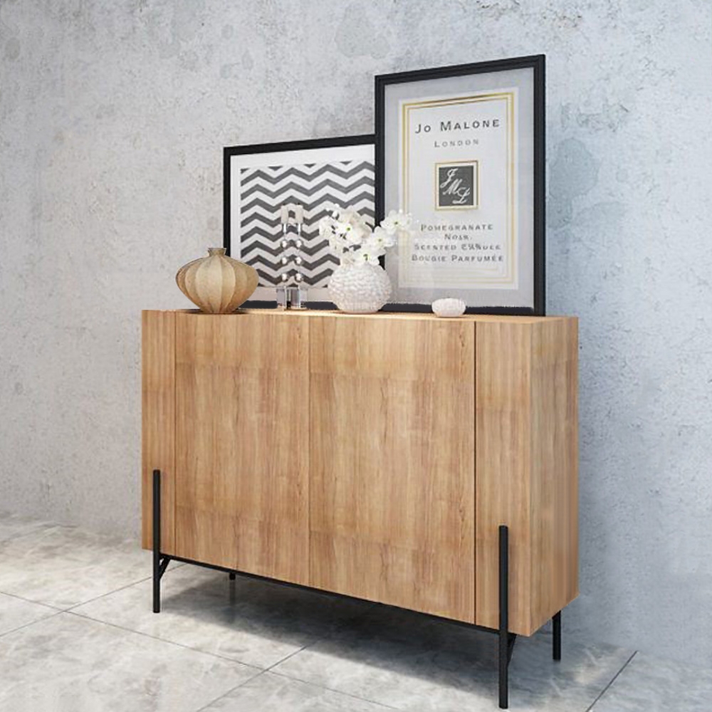 Wooden 2 Door Accent Sideboard Cabinet Console Table Natural window image