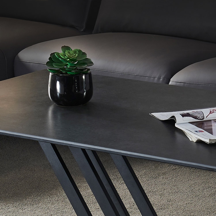 Gray Rectangular Adjustable Height Coffee Table & Dining Table Sintered Stone window image