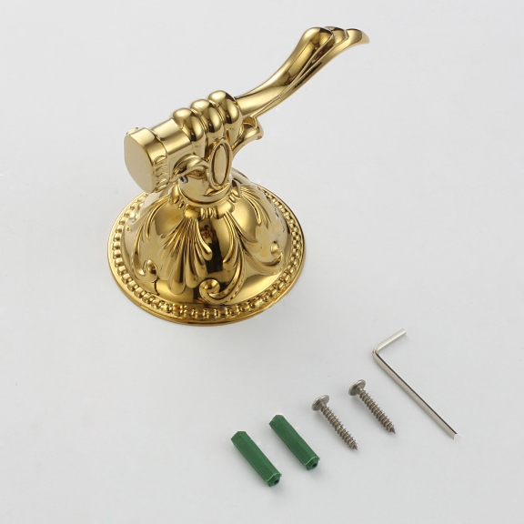 Atre Luxurious Gold Classical Carved Single Wall Mounted Robe Hook for Bathroom window image