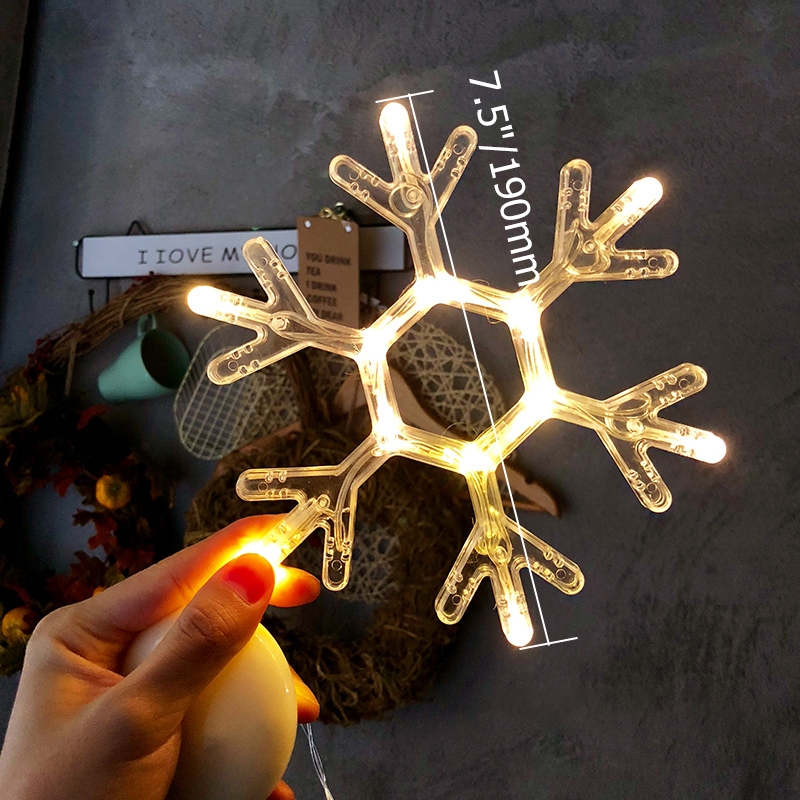 White Christmas Themed Window Lights Set of 6 Battery Powered LED Christmas Decoration window image