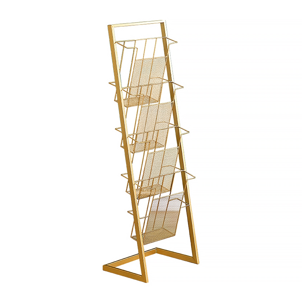 35" Gold Modern Freestanding Bookcase with 4-Tier Shelf for Book or Magazine window image