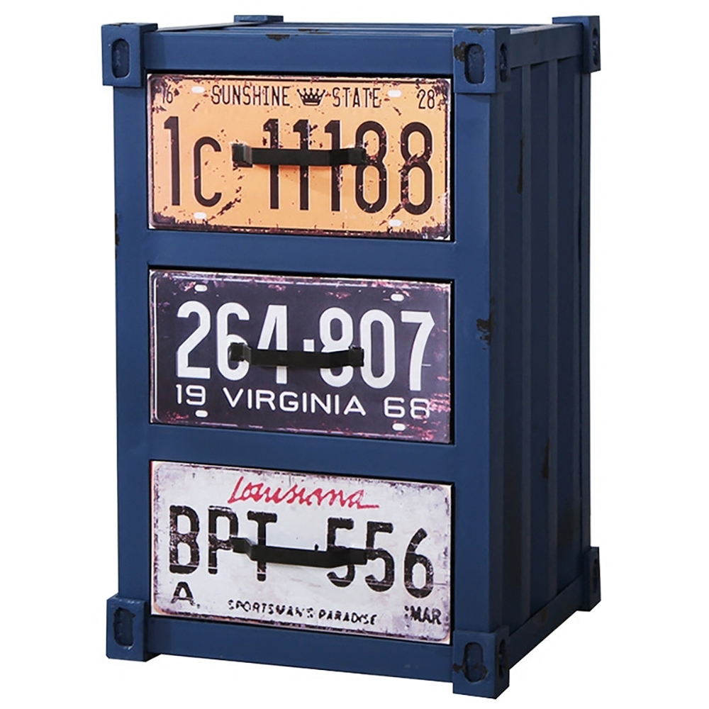Industrial Blue Storage Cabinet Container Chest with 3 Drawers window image