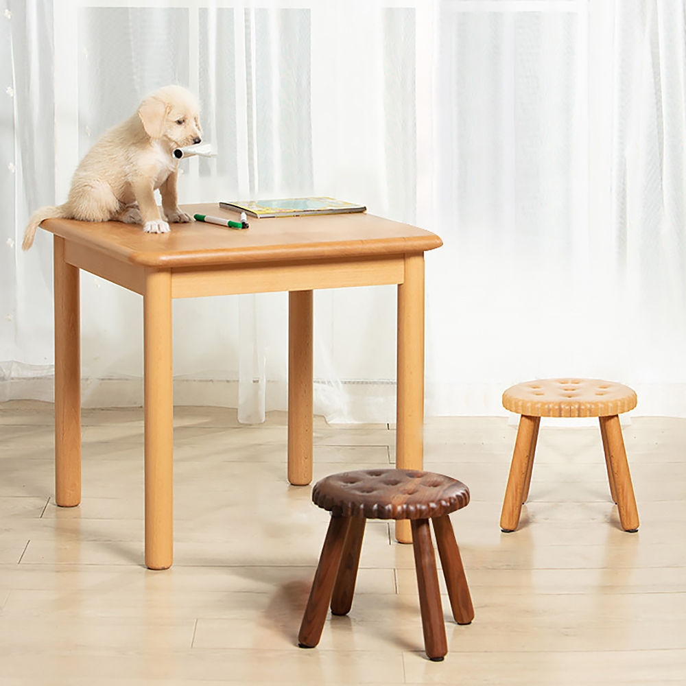 Creative Biscuit Ottoman Wood Ottoman Kids Ottoman Lovely Ottoman-Black Walnut window image