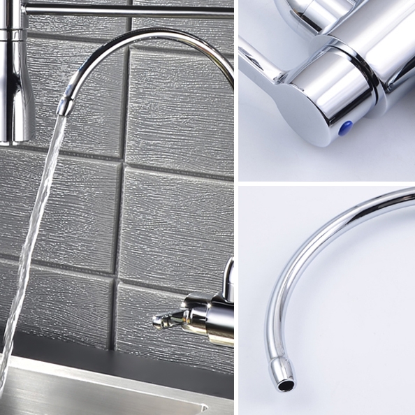 Commercial Dual-Function Dual Handle Kitchen Tap with Water Filtering in Chrome window image