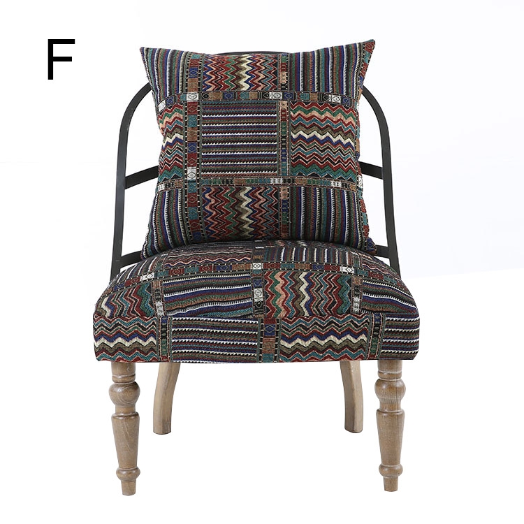 Retro Industrial Geometric Chair Armless Cocktail Chair Colorful Soft Fabric Slipper Chair with Back Pillow Style F window image