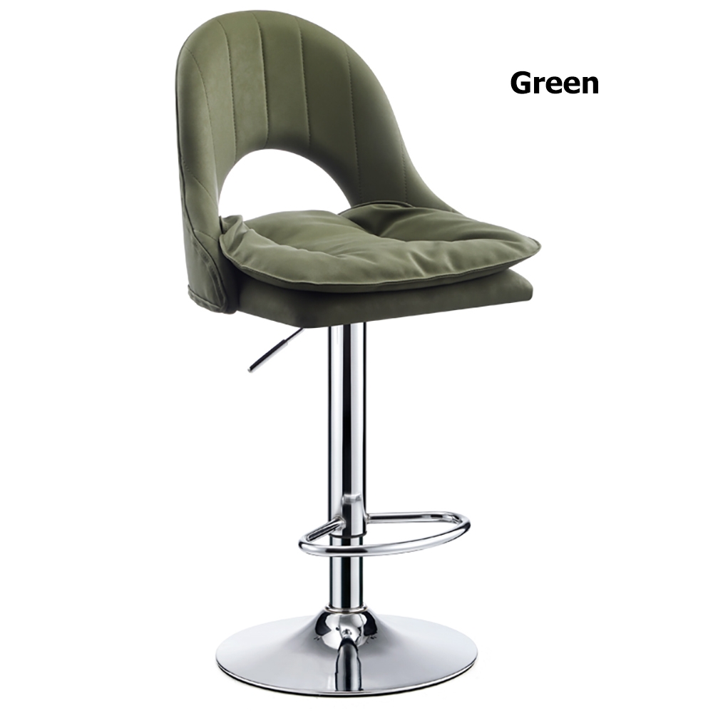 Swivel Bar Stool with Backrest Adjustable Height PU Leather Upholstered in Chrome window image