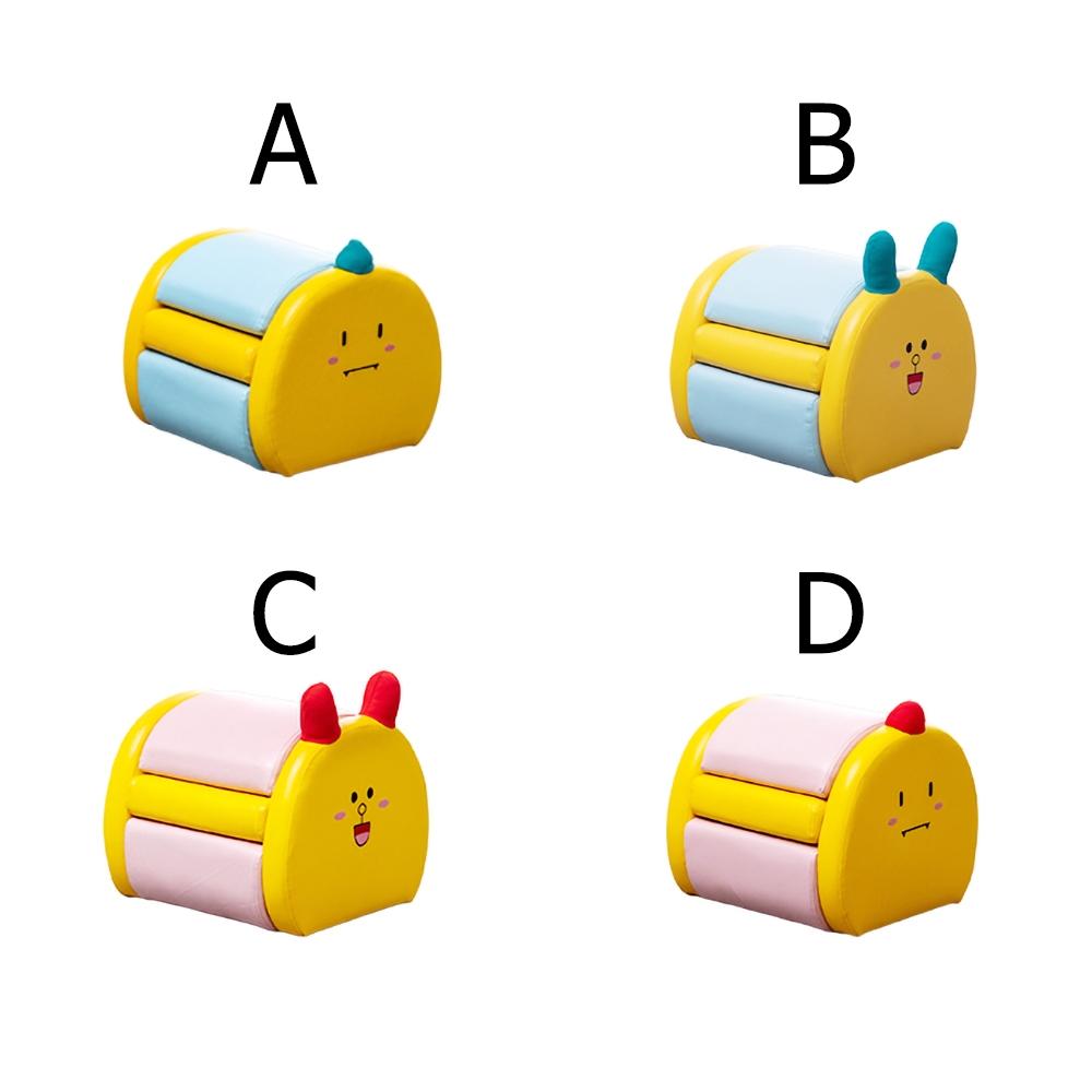 Foldable Kids Chair Yellow PU Leather Upholstery Storage Chair window image