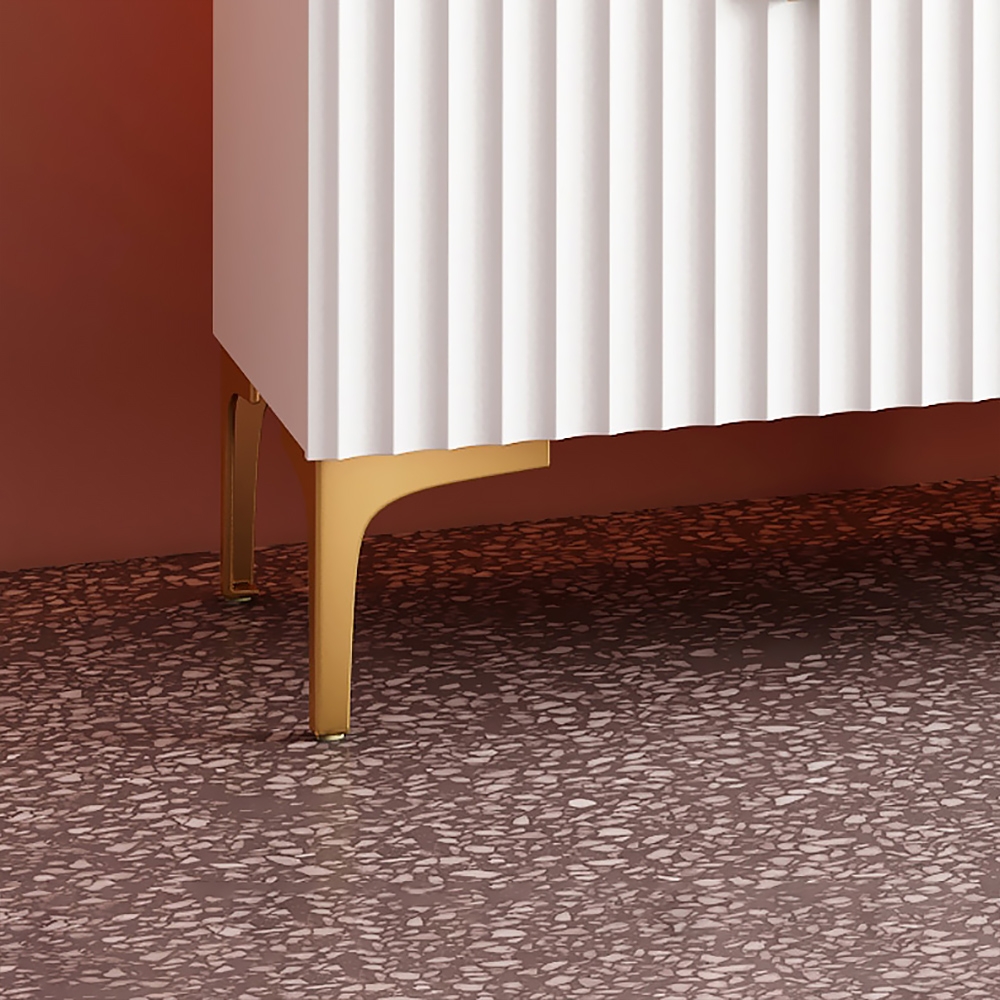 White and Gold Rectangle Coffee Table with Storage 2 Drawers & 3 Shleves window image