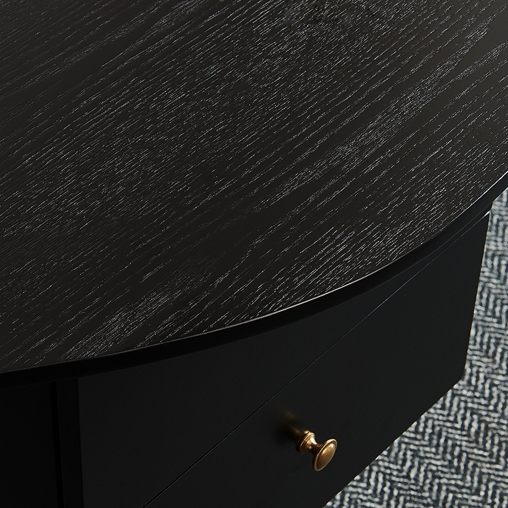 Black Writing Desk with 2-Drawer Modern Computer Desk MDF window image