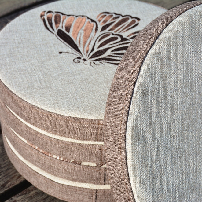 Cottage Round Chair Cushion Embroidered Seat Cushion Indoor/Outdoor Jacquard Chair Pad Style C window image