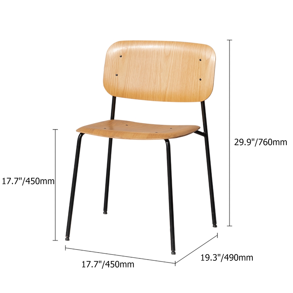 Walnut Dining Chair Modern Armless Dinging Chair Set of 2 in Black window image