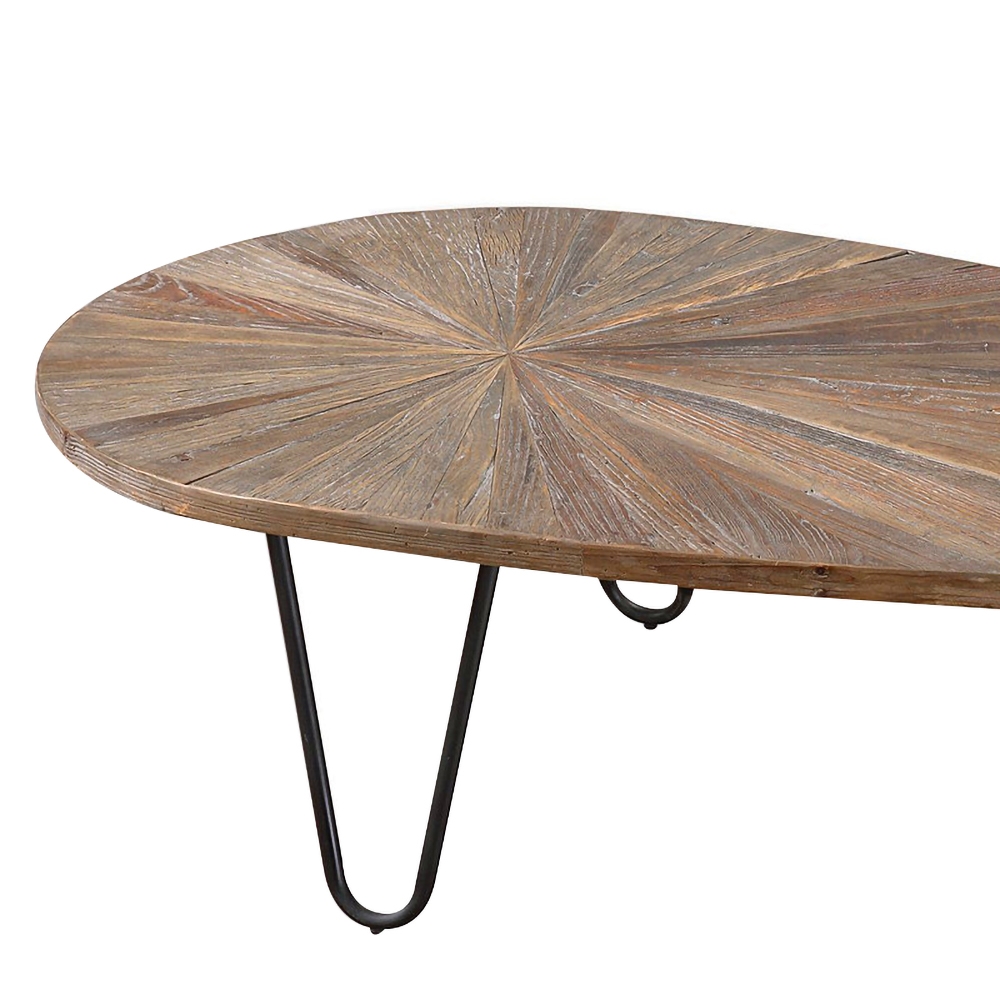 Rustic Coffee Table with Wooden Top & Metal Legs window image