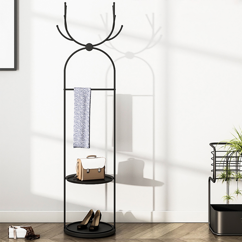 1750mm Black Scandinavian Style Antler Cloth Rack with Shelf window image