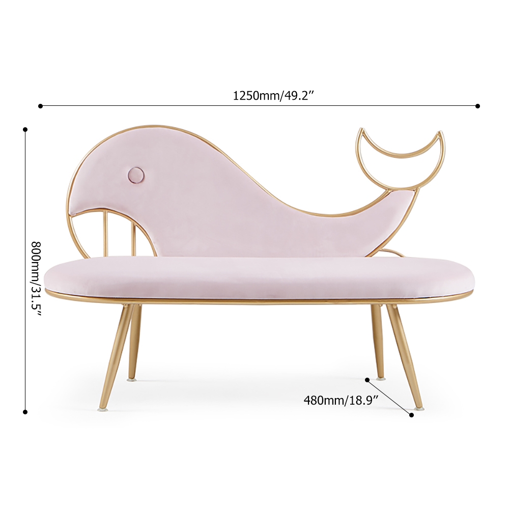 Bench Pink Whale Bench Velvet Upholstered Bench 1250mm in Gold Finsh window image