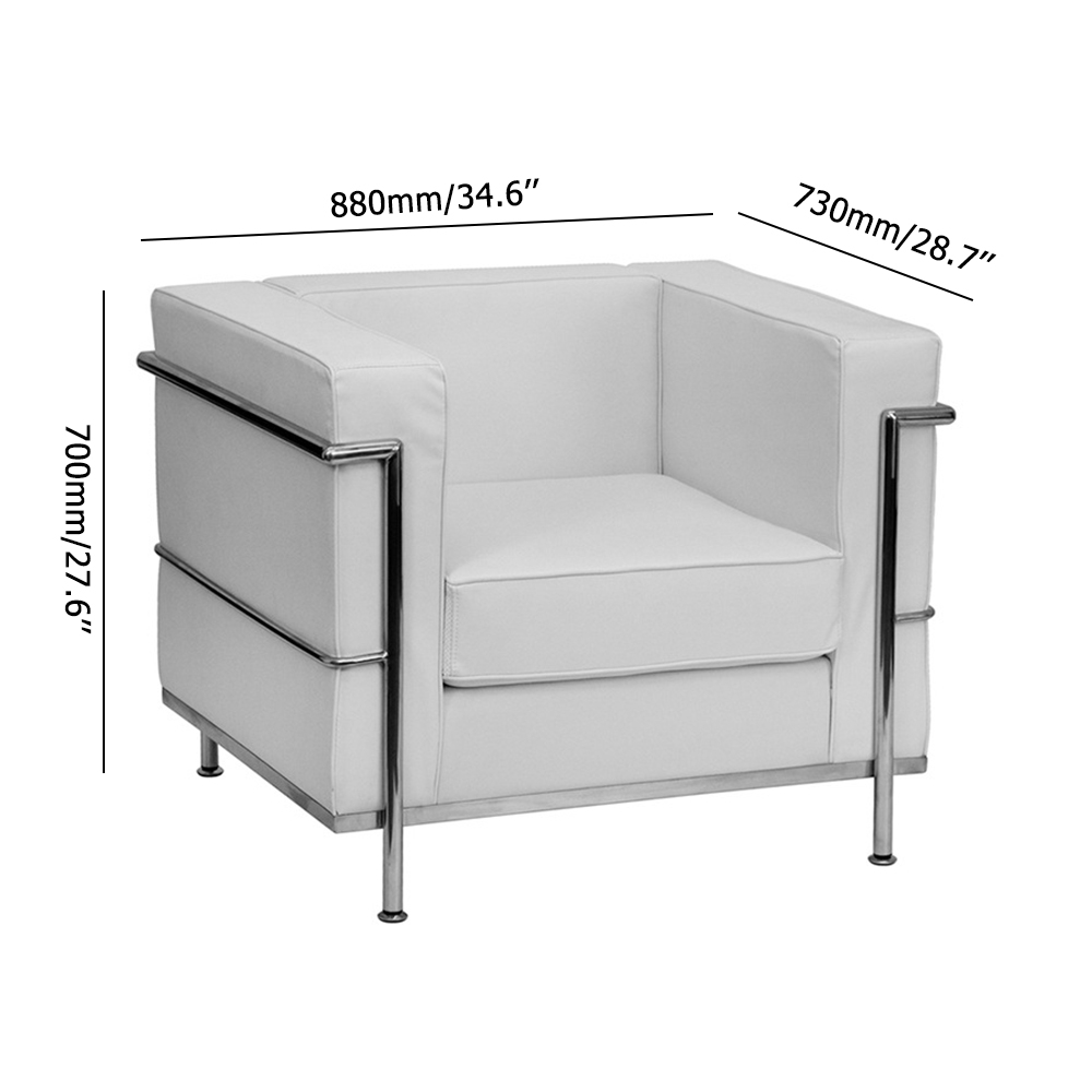 Industrial Accent Chair Leather Upholstered Accent Chair in Stainless Steel Frame window image