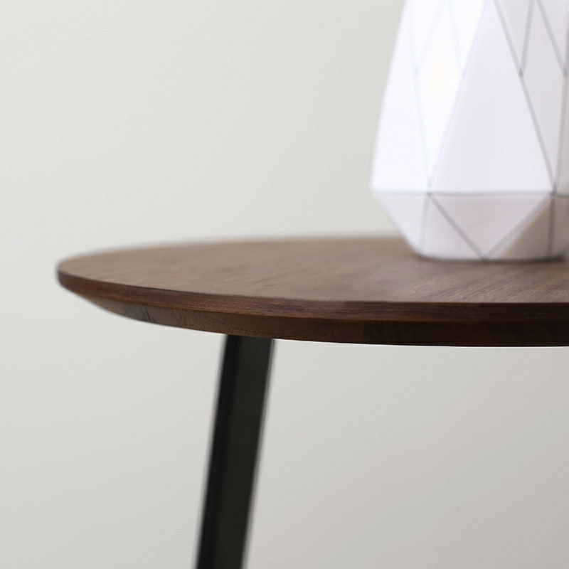 Contemporary Minimalist 3-Tier Side Table Round Walnut Side Table Tempered Glass Side Table with Shelf window image