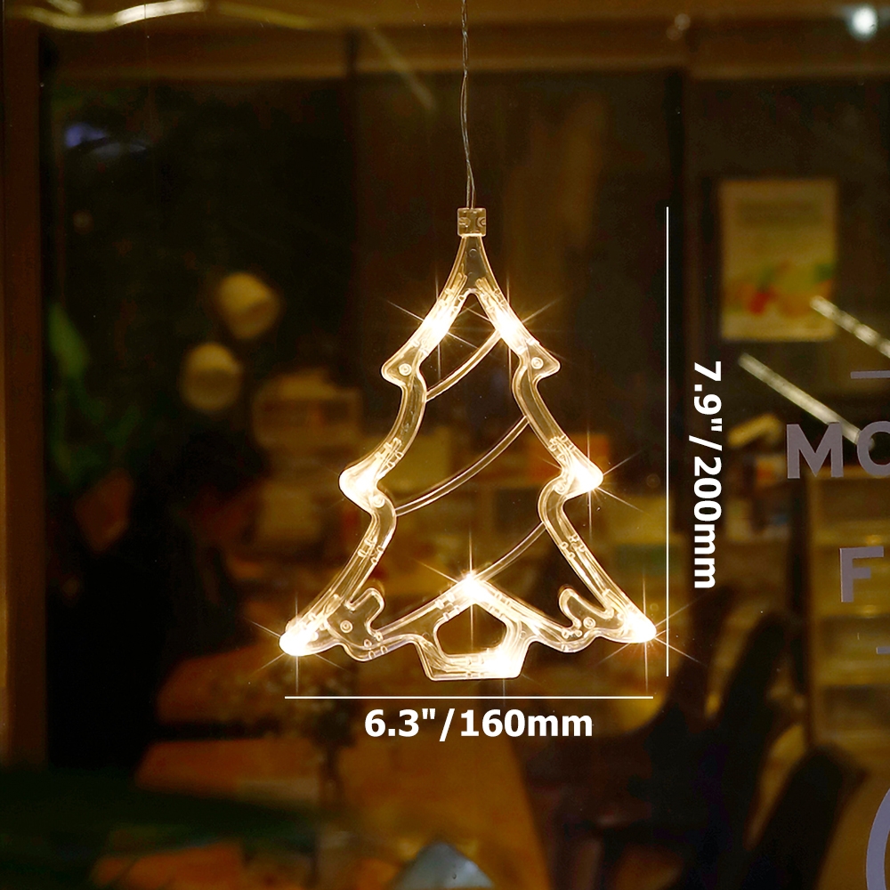White Christmas Themed Window Lights Set of 6 Battery Powered LED Christmas Decoration window image