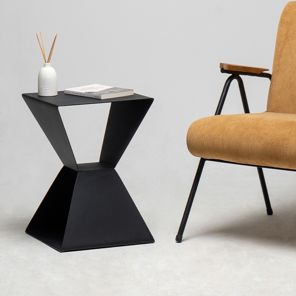 White End Table with Storage Metal window image