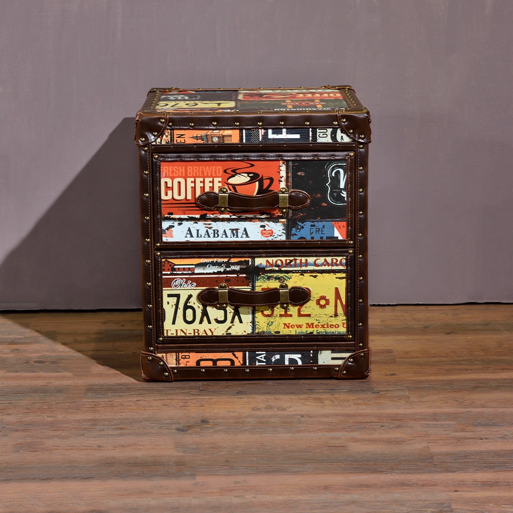 Modern Rectangular End Table with Drawers Side Table window image