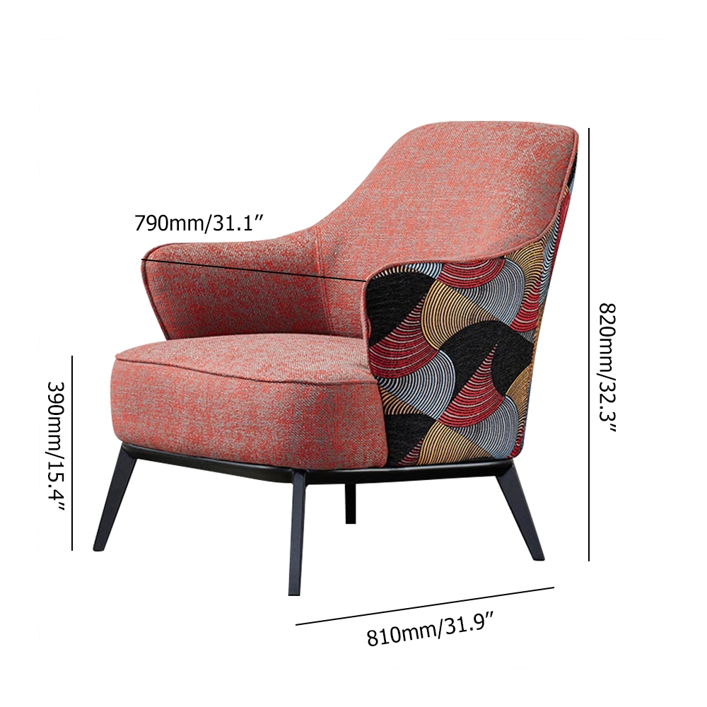 Retro Accent Chair Cotton&Linen Upholstered Accent Chair in Black window image