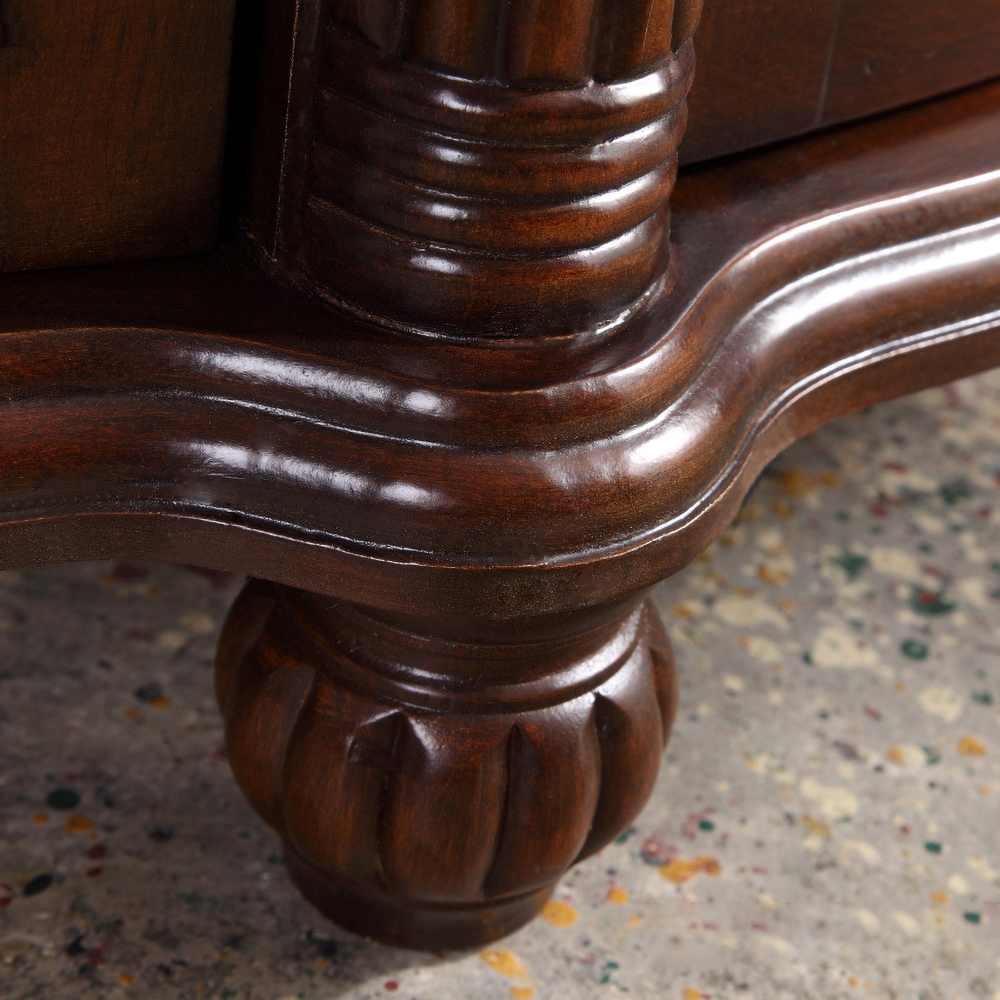 1067mm Walnut Entryway Cabinet Marble Top Side Cabinet with Doors & Shelves & Drawer window image