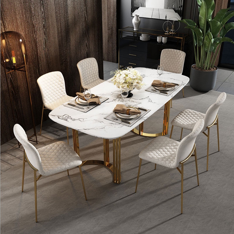 Upholstered Dining Chair White Velvet Dining Chair Gold Legs Side Chairs Set of 2 window image
