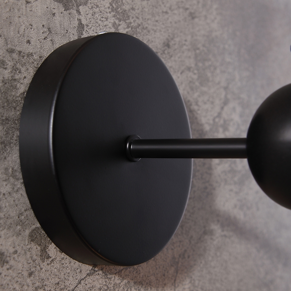 Adory Retro 2-Light Tea Glass Globe Shade Black Metal Base Indoor Sconce Wall Lamp window image