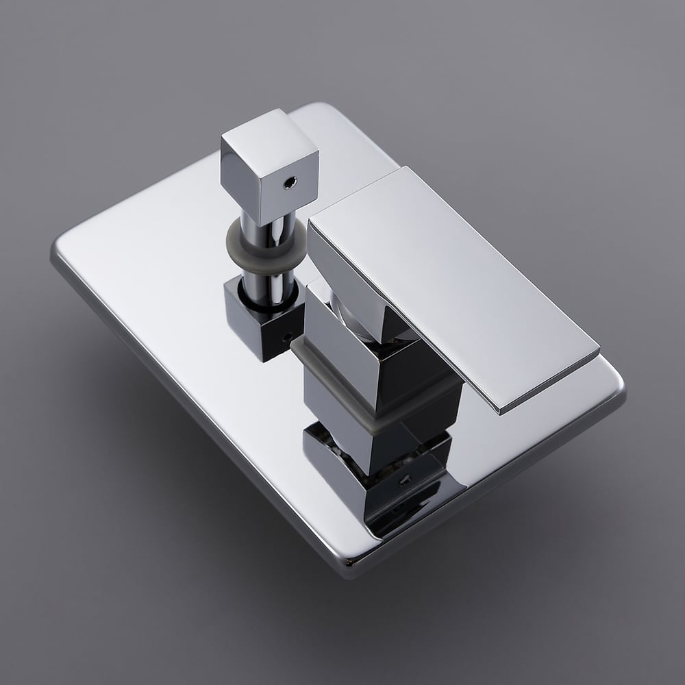Dree Solid Brass Wall Mounted 16" Square Rainshower Handshower and Tub Spout Shower Combo Set in Polished Chrome window image
