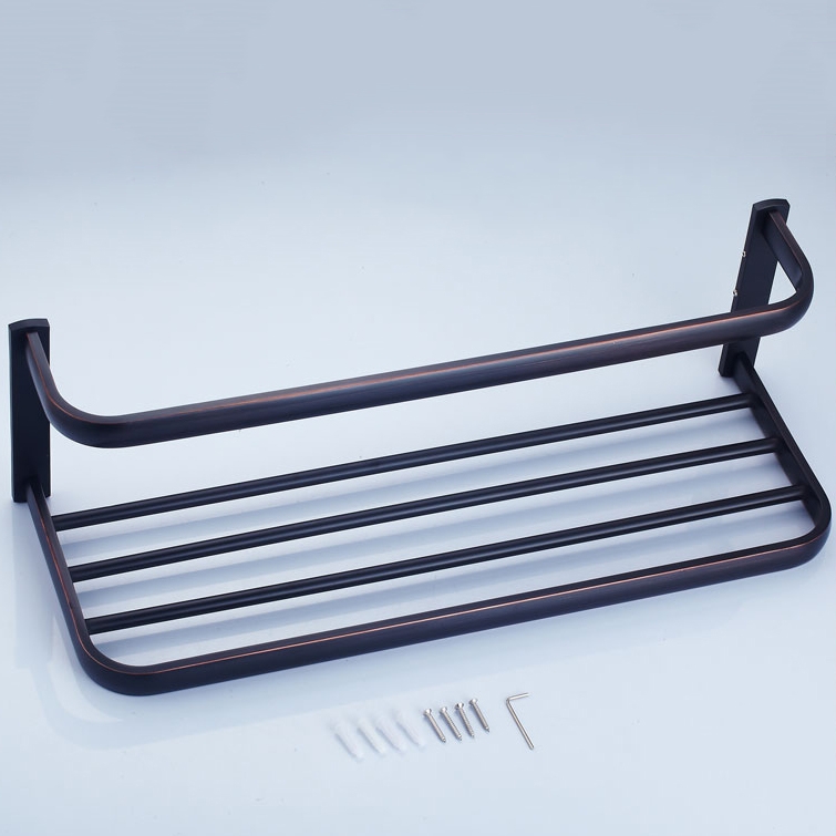 Classy Antique Black Solid Brass Wall Mount Towel Rack with Towel Bar window image