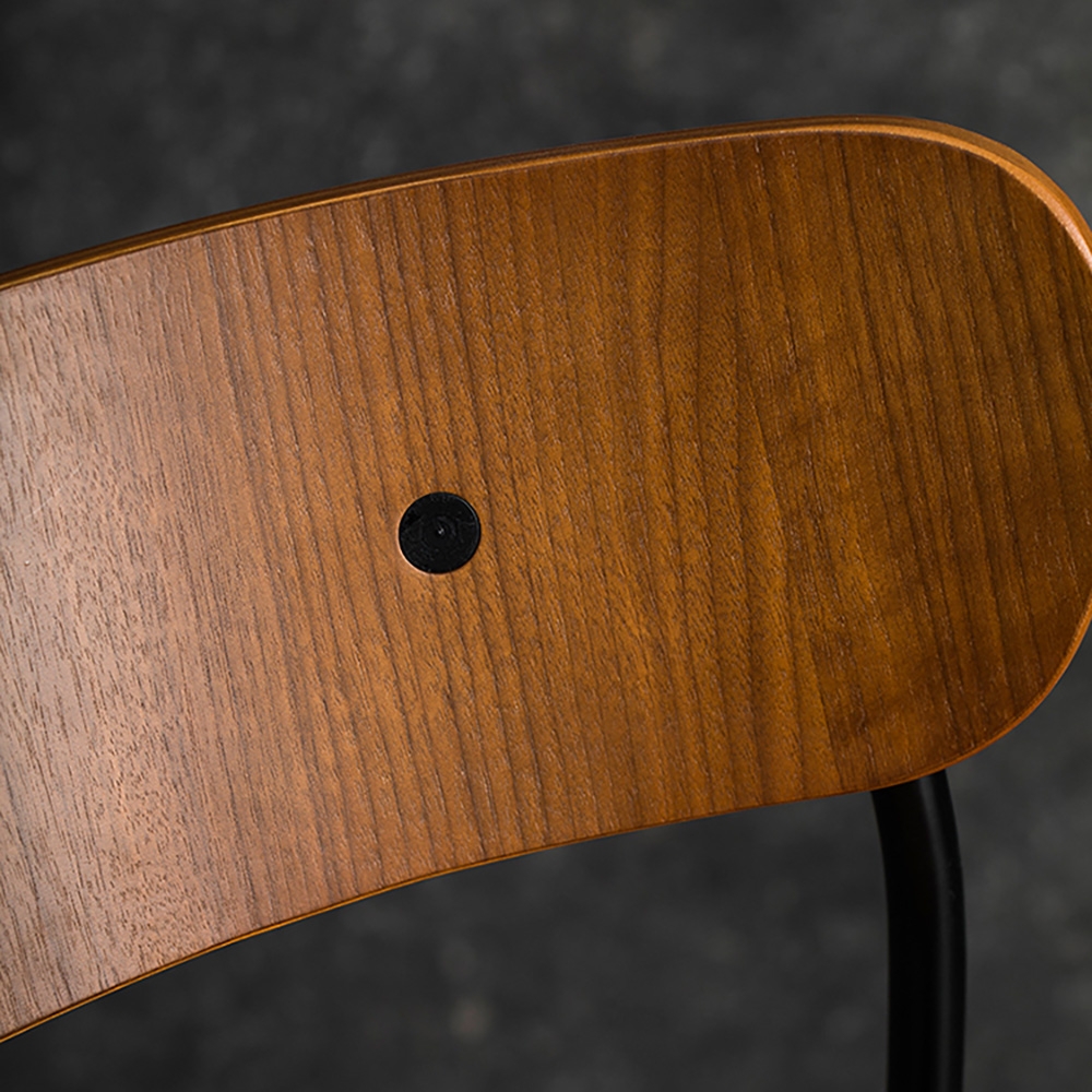 Walnut Counter Height Bar Stool Solid Wood Counter Stool with Footrest Metal window image