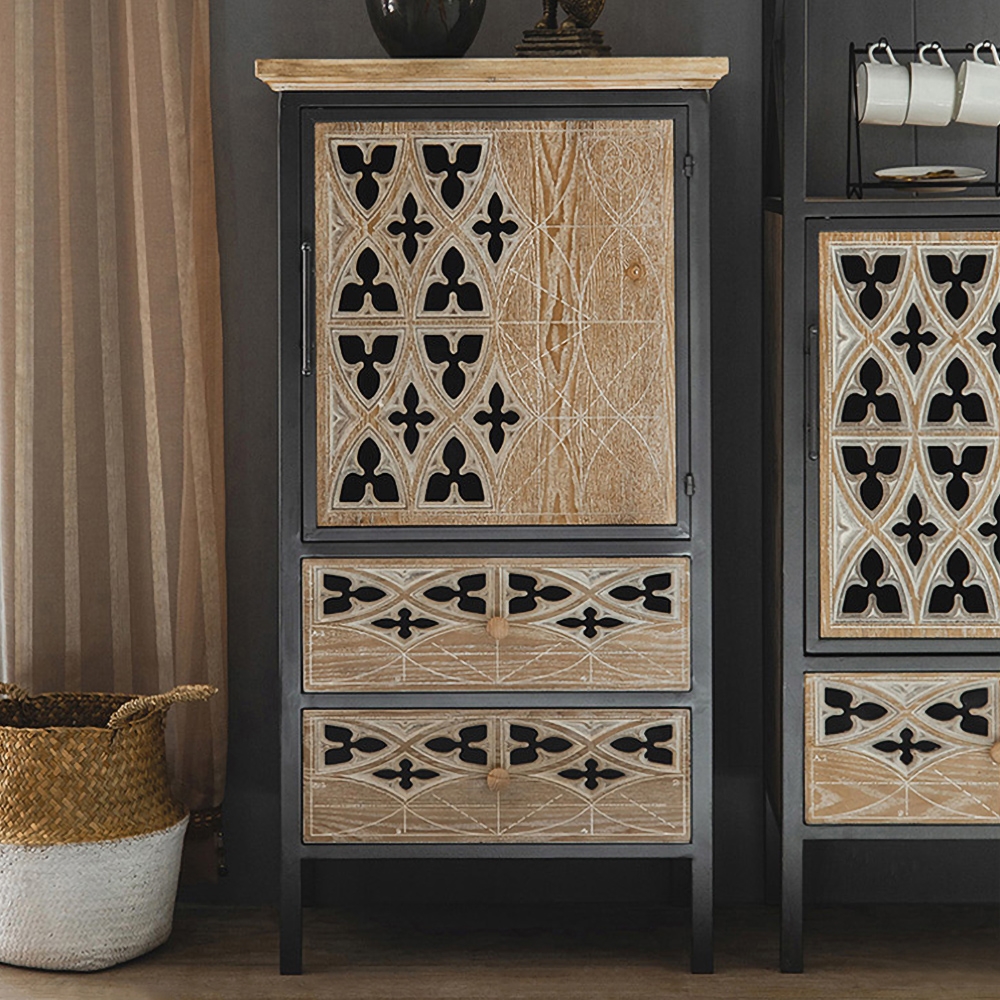 Tall Cabinet Storage Wine Cabinet with 2 Drawers & 1 Door window image