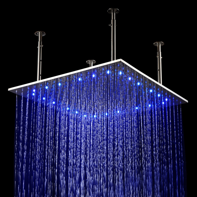 24" Modern LED Stainless Steel Ceiling Square Rain Shower Head in ...
