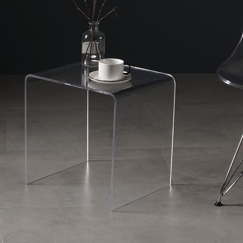 Modern Clear End Table Square Side Table PC Accent Table window image