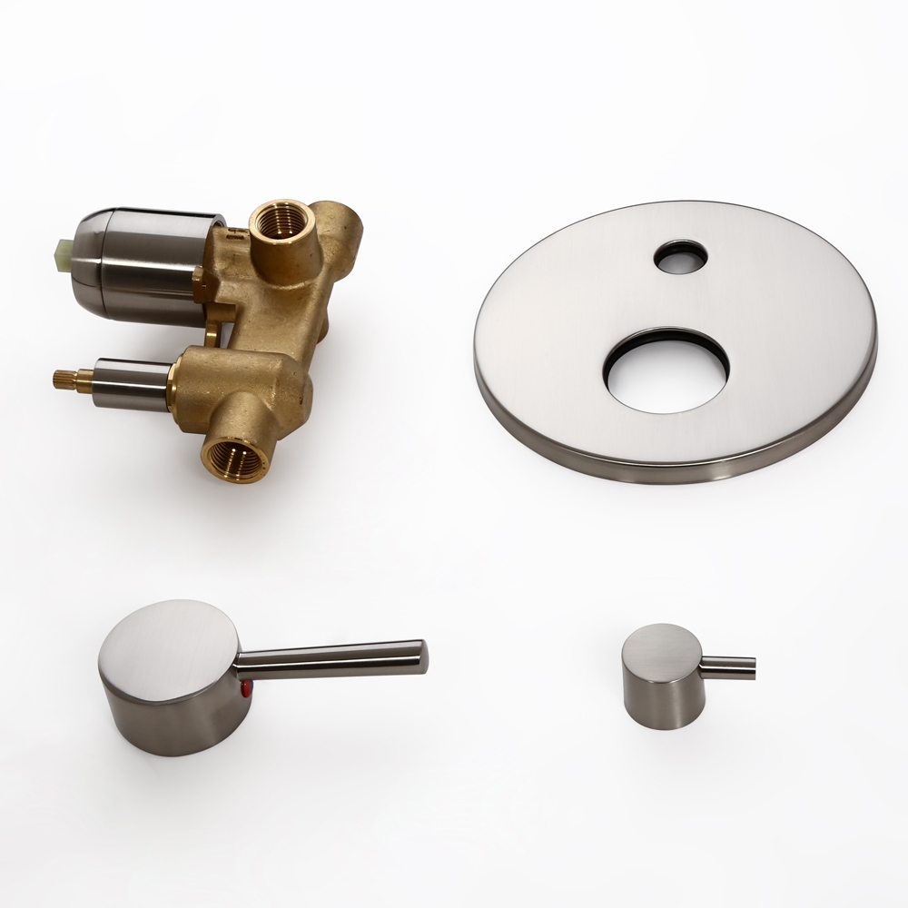 Round Shape Solid Brass Dual Function 2-Outlet Shower Valve in Brushed Nickel Finish window image