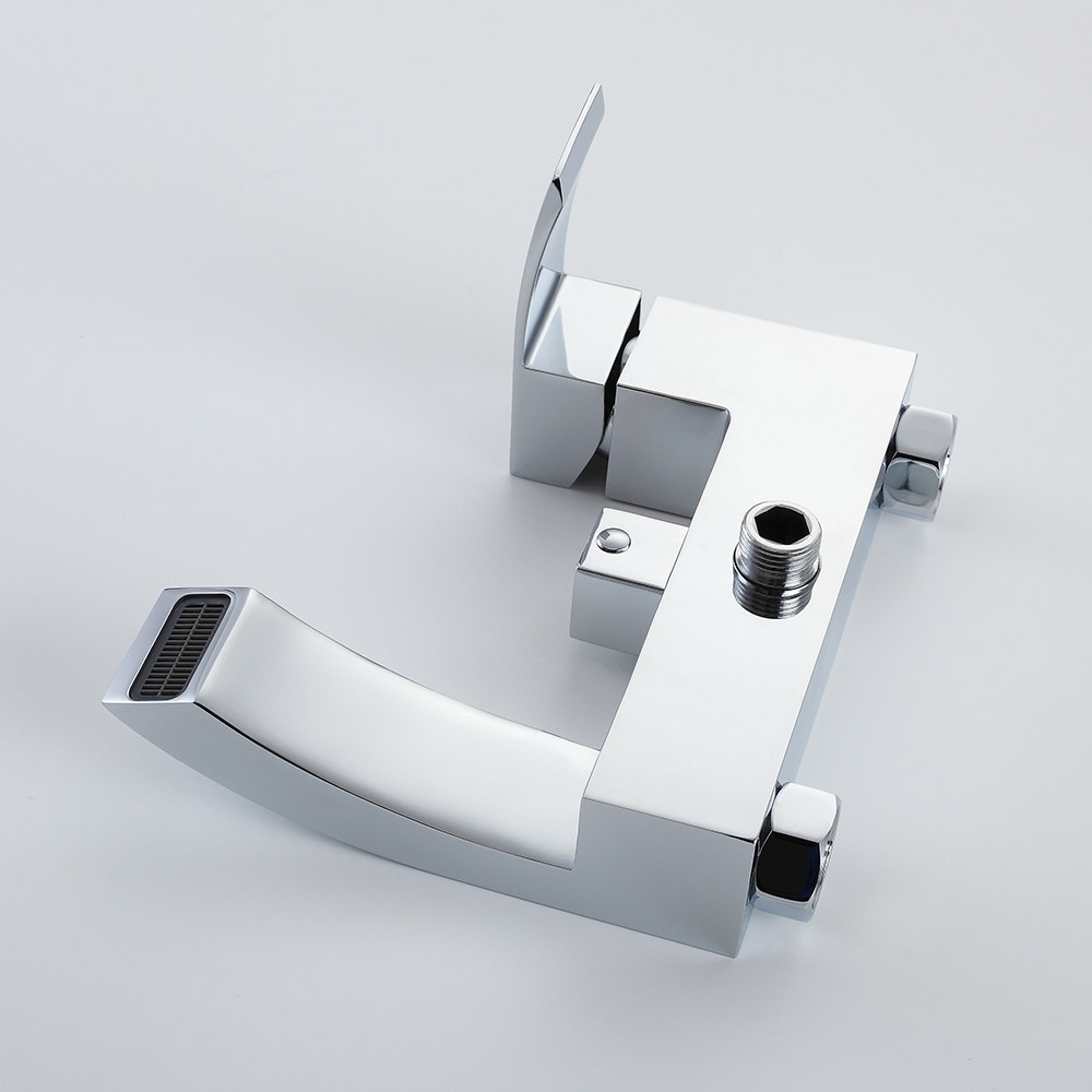 Ridge Wall-Mount Angled Waterfall Spout Single Handle Tub Filler Faucet Only Solid Brass in Polished Chrome window image