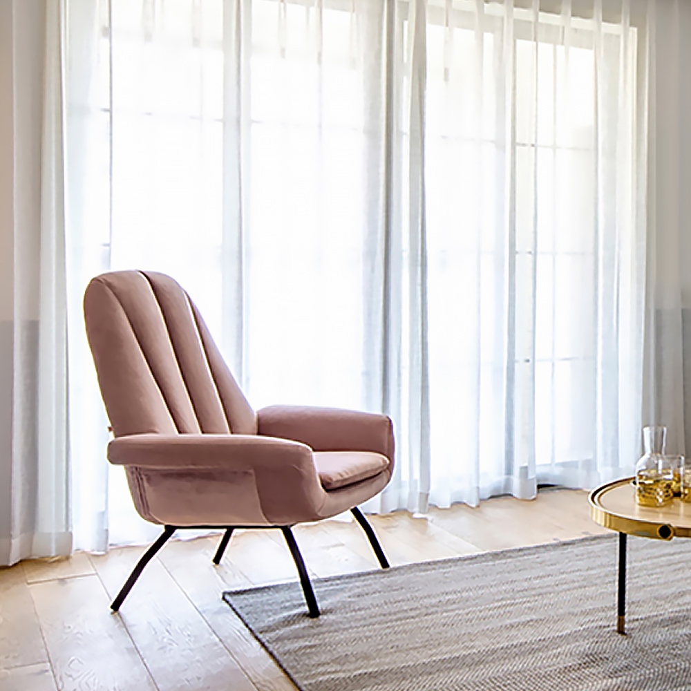 Modern Accent Chair Pink Velvet Upholstered Accent Chair window image