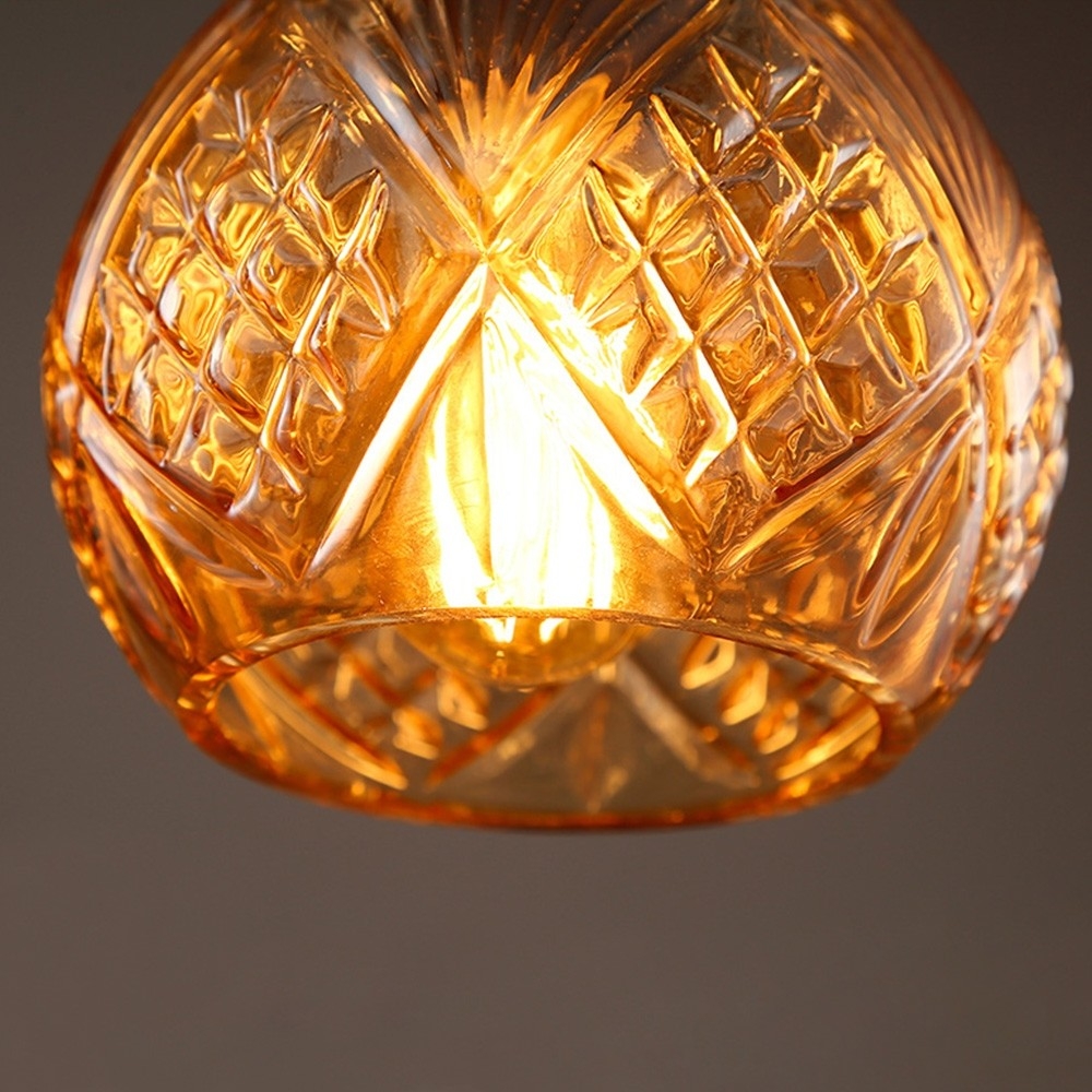 Gloria Vintage Decanter Amber Bottle Glass Shade Pendant Light 1-Light window image