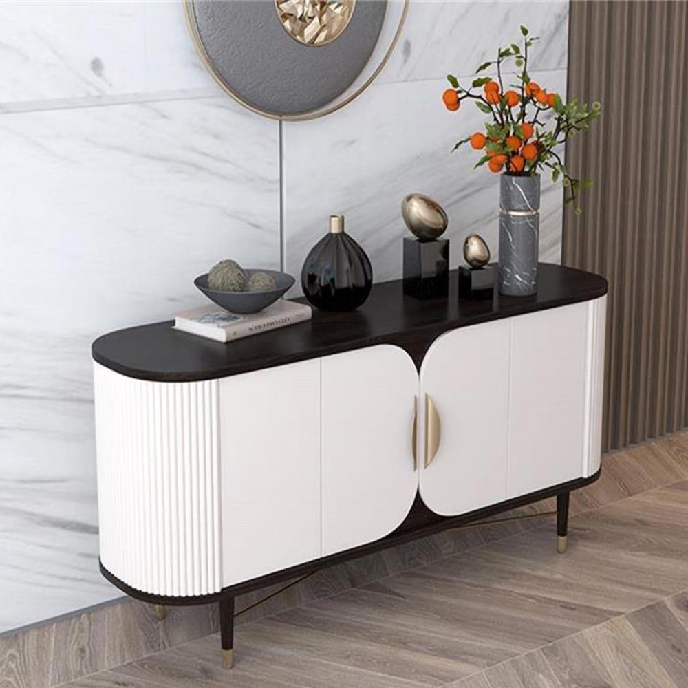 Modern White TV Stand Media Console with 2 Doors for TVs up to 55" window image