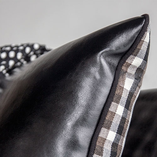 Contemporary Black Faux Leather Sofa Upholstered 3-Seat Sofa Hardwood Frame Foam Filled window image