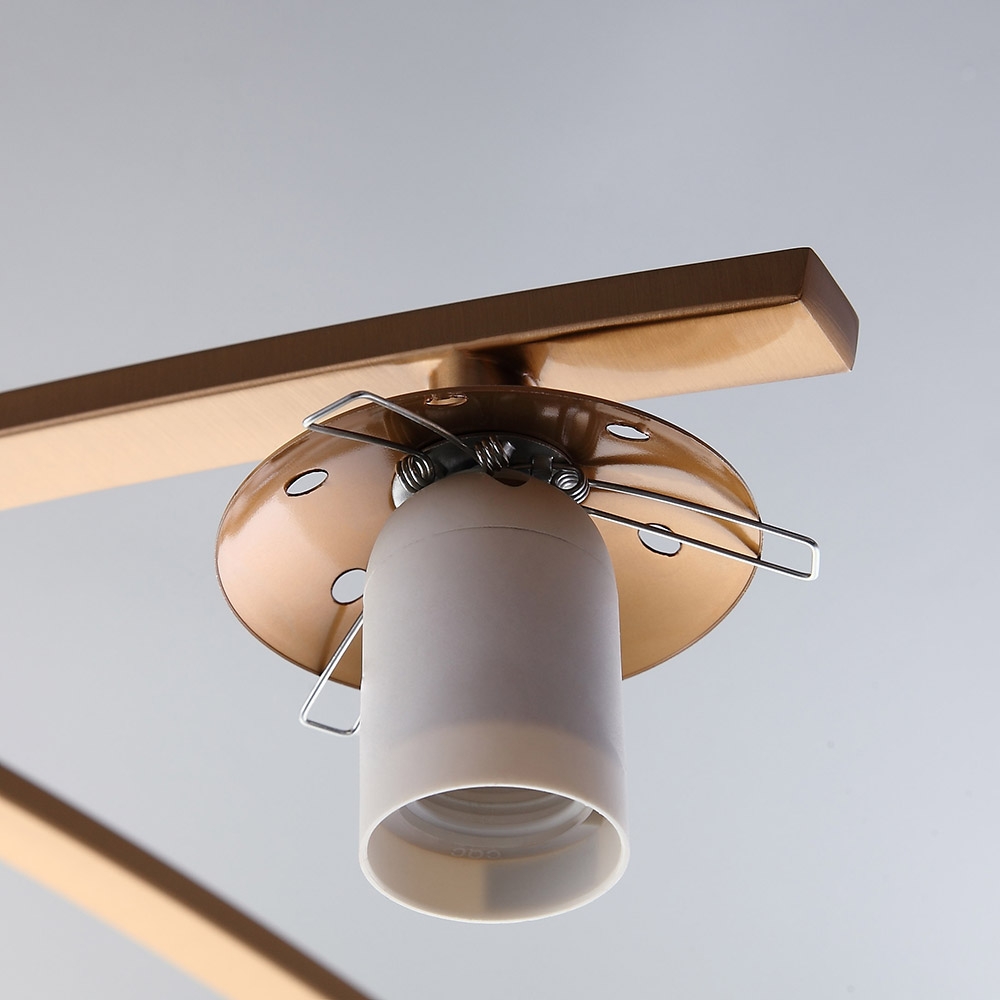 Modern 4-Light White Glass Globe Brass Metal Semi Flush Mount Ceiling Light Fixture window image