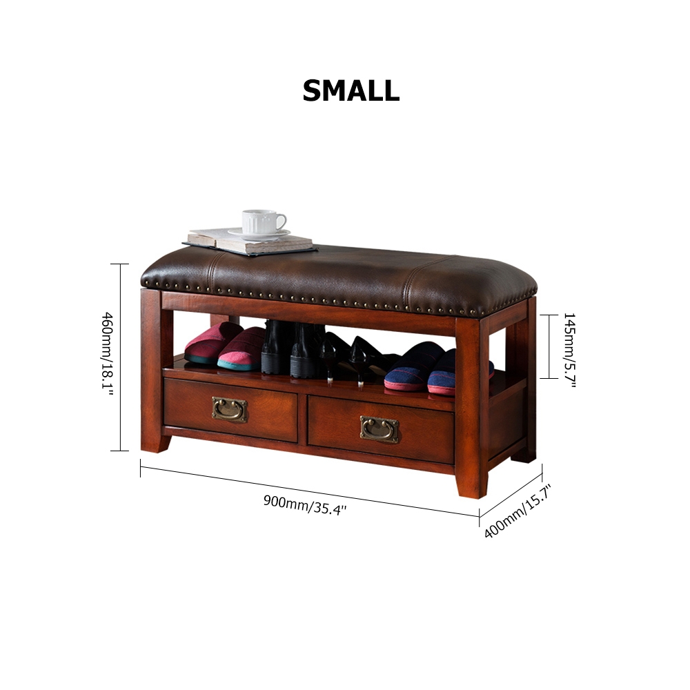 1140mm Modern Hallway Shoe Rack Storage Bench with 1 Shelf 3 Drawers window image