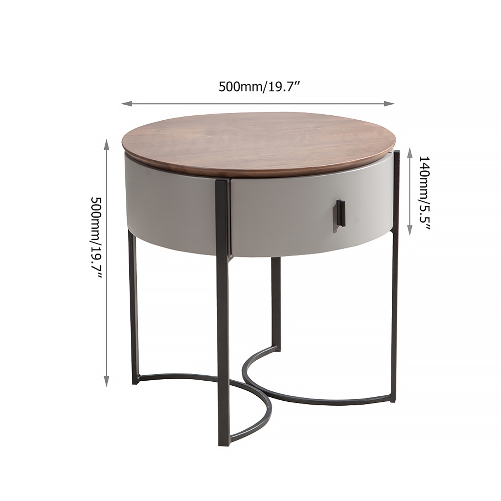 Modern Nightstand Grey Nightstand with Drawer Nightstand with Black Frame window image