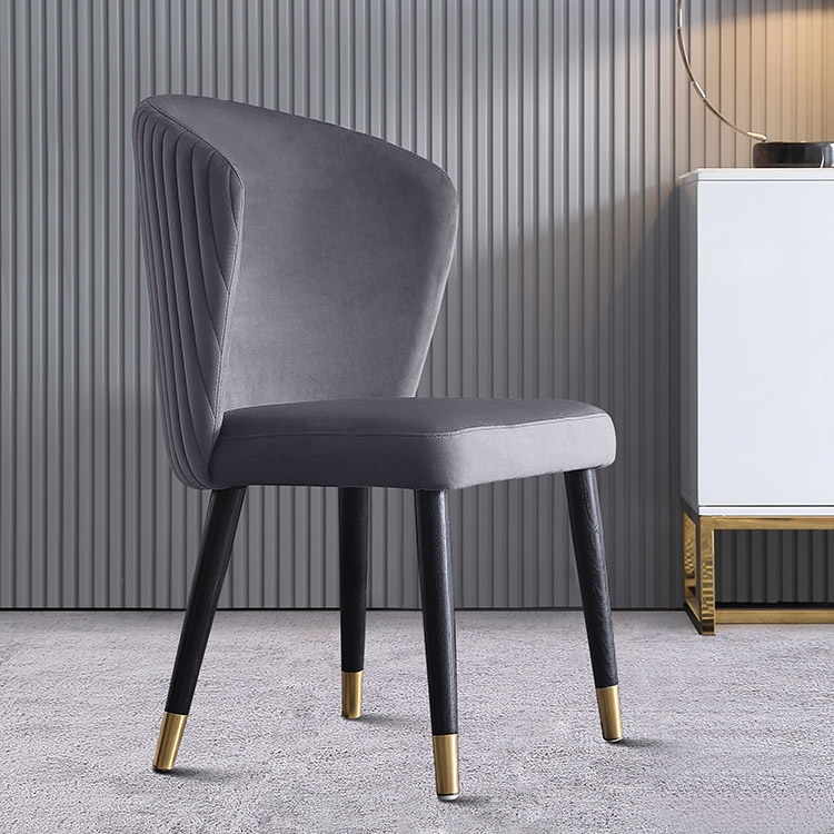 Upholstered Dining Chairs Round Back Velvet Dining Chairs Mid-Century Scallop Chair Gray Set of 2 window image